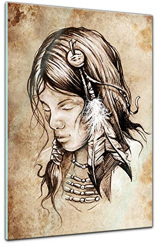 Bilderdepot24 Décoration Murale sous Verre Motif Indienne, 60 x 80 cm
