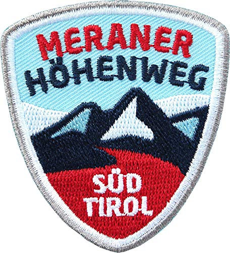 2 x Meraner Höhenweg, Südtirol Abzeichen gestickt 55 x 60 mm/Meran Texel Wanderweg Dolomiten Alpen Italien/Aufnäher Aufbügler Sticker Patch/Wandern Reiseführer Wanderführer Buch Karte
