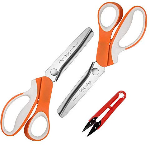 Chooling CL-030-A3 Lot de 2 ciseaux crantés et festonnés en zig-zag pour tissu, cuir et papier