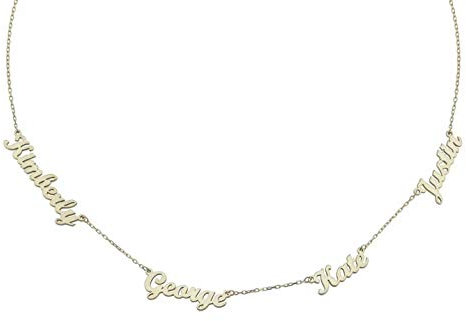 Collier Prénom de Famille Gravure 2/3/4 Enfants Noms Pendentif Personnalisé Mère Collier pour Maman Grand-mère Femmes Filles Argent Sterling 925 Or rose Bijoux de Noël d'anniversaire
