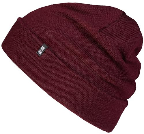 Enter the Complex® Merino Mütze Herren, Beanie Damen, 100% Merino Wolle, Warm und Dünn, Zweilagige Strickmütze, Bordeaux