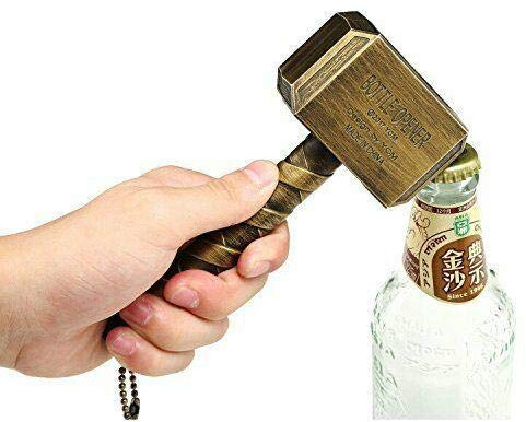 Thor Hammer Flaschenöffner Bieröffner Kapselheber robust Geschenk Gadget Bar Küche Wein mjölnir (silber)