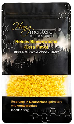 Honigmeisterei Bienenwachs Pastillen aus Deutschland - 100% reines Bienenwachs ohne Zusätze aus Schwarzwälder Imkerei - Natürliches Wachs für Naturkosmetik, Seife, Kerzen, UVM. - 100g