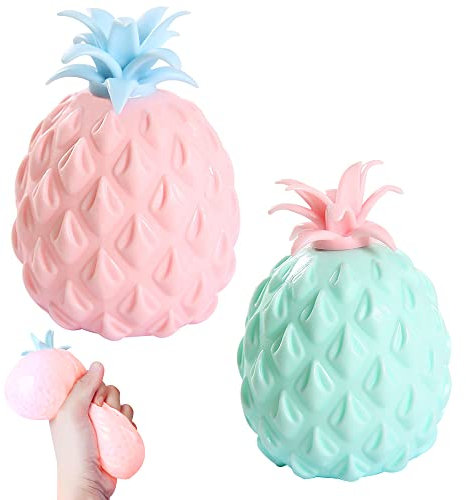 ZoneYan 2Pcs Pineapple Squeeze, Pineapple Stress Toy, Pineapple Toy for Kids, Pineapple Ball, Pineapple Squishy Toy, Squishy Squeeze Ball, Anti Stress Squeeze, Relieve Anxiety, Random Colour