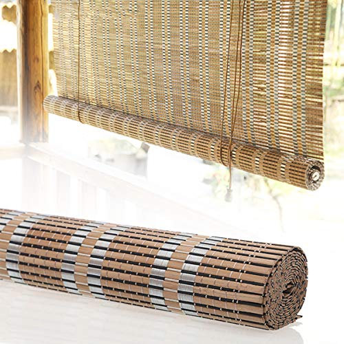 ZH-VBC Tenda Bamboo Esterno Avvolgibile, Tapparella Avvolgibile Bamboo con Ganci, Decorazione di Mobili per Interni per Esterni, 60cm / 80cm / 100cm / 120cm / 140cm Largo,W60xH70cm