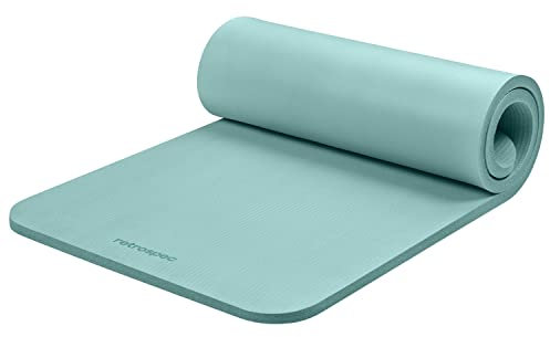 Retrospec Solana Yogamatte, 2,5 cm dick, mit Nylongurt für Damen und Herren – rutschfeste Trainingsmatte für Zuhause, Yoga, Pilates, Stretching, Boden- und Fitness-Workouts – Blue Ridge