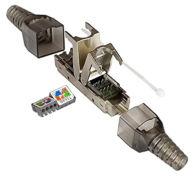 Good Connections Netzwerkverbinder - Cat. 6A / 500 MHz / 10-gigabit-fähig - werkzeugloser/feldkonfektionierbar Kabelverbinder für Verlege- und Patchkabel - STP geschirmt - Metall