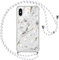 Vauki Coque pour iPhone X/iPhone XS avec Cordon de Collier, Paillettes Marbre Étui de Protection TPU Silicone Antichoc Housse avec Chaîne Réglable Lanyard Glitter Case pour iPhone XS 5,8, Blanc