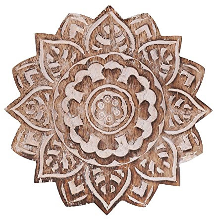 Set of 2 Wooden Trivets for Hot Dishes Pots and Pans Tea Pot Holders Nonslip Heat Resistant Kitchen Counter Accessories 8 Diameter Mandala Design (Design 2)
