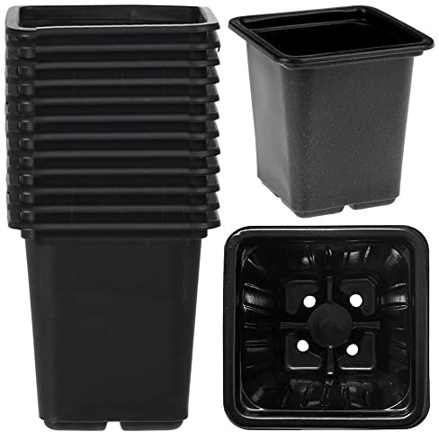 Murago - 48 Stück Anzuchttöpfe - Pflanztöpfe Pflanzen Anzuchtschale ca. 8cm Topf Eckig Kunststoff Plastik mit Loch