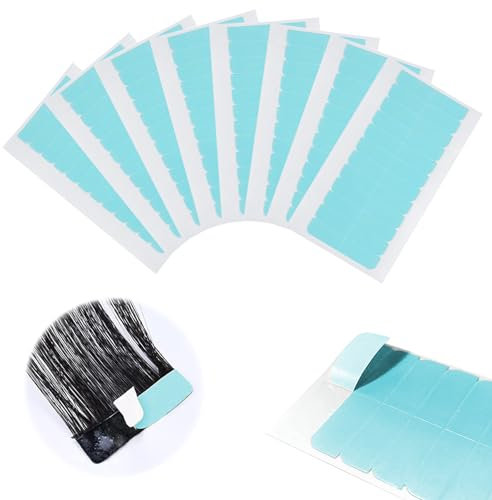 96 Piezas Cinta de Extensión de Pelo,Adhesivas para Tape Extensiones,Doble Cara Invisible Ultrarresistente Reemplazo Tape Adhesivas para extensiones de pelo,4 x 0,8 cm,8 hojas