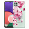 WQCSH Compatible avec Samsung Galaxy A22 5G/F42 5G Coque Coquille Ultra Mince Antichoc Résistant aux Rayures Silicone TPU Transparent Couleur Motif Coques+Protecteur D'écran 1 PCS - Fleur de Pêche
