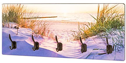 HAKU Möbel Wandgarderobe Motiv, schwarz, MDF, Metall - Maße: B 70 cm x H 30 cm x T 7 cm, Style: Modern