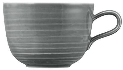 Seltmann Weiden Terra Milchkaffeetasse, 400 ml, Cappuccinotasse mit spiralförmigem Relief, Spülmaschinen- und mikrowellenfest, Porzellan, Perlgrau