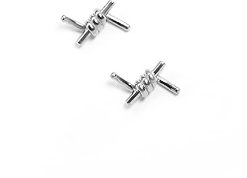 Stacheldraht Ohrringe Silber 925, Stacheldraht Ohrstecker, kleine Ohrstecker, Gothic Schmuck Männer und Frauen (1 OHRRING (SINGLE))