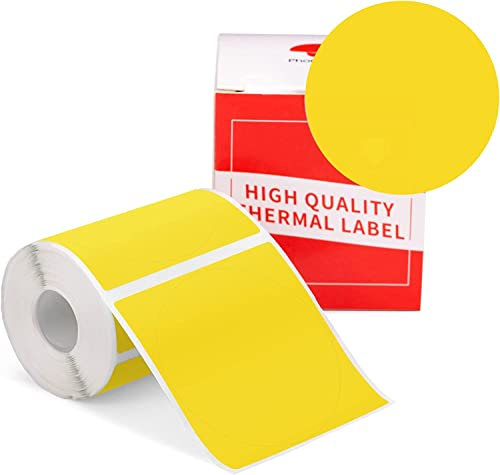 Phomemo M110 Rundes Etikett für M110/M120/M200/M220/M221 Etikettendrucker Multifunktionsetiketten- 1.96 x 1.96(50x50 mm) Thermo-Etikett für Barcode, DIY-Logo, Haus, Büro, 140 Etiketten/Rolle. Gelb