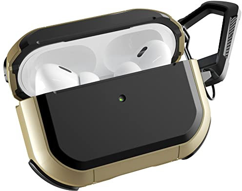 PZOZ Hülle für AirPods Pro 2. Generation,PC- und TPU-Schutzhülle (Front-LED sichtbar) Ohrstöpsel-Zubehör,AirPods Pro 2 Case(Gold)