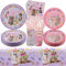 Ywediim Conjunto de fiesta de gatos Fiesta Vajilla Niños Cumpleaños Mascotas, incluidos platos de papel, platos de postre, servilletas, manteles, vasos, popotes, para 40 invitados