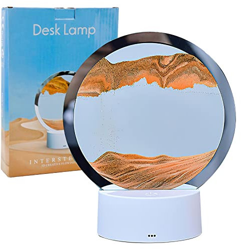 APOMOONS Sandbilder Zum Drehen, Dynamisches Sandbilder Rund mit LED Licht, 3D Fließende Sandkunst Sandmalerei, Bewegende Tiefsee Sandkunst, sand art sandscape für Home Office Decor Geschenk(Orange,7)