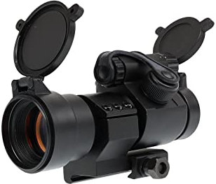OpTacs M2 Red Dot with L-Shaped Mount Schwarz Zielfernrohr Fernglas Airsoft Softair Visier mit Rotpunkt Reddot für Air Soft Armbrust und Luftgewehr Paintball