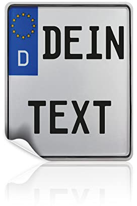 Finest Folia Kennzeichen Aufkleber Wunschtext Deko Sticker Nummernschild aus Folie personalisiert zum selbst gestalten für Auto Rutschauto Motorrad LKW Anhänger (130 x 105 mm)
