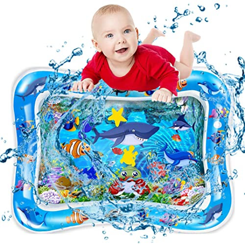 JunD Wasserspielmatte Baby, Baby Spielzeug Wassermatte, Spiel Wassermatte Baby, Aufblasbare Wassermatte Sensorisches Spielzeug Auslaufsicheres PVC für Frühe Entwicklung, 66 x 48 cm