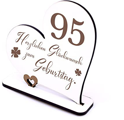 Dekolando 95 Jahre Deko Herz Aufsteller 15cm x 15cm - Geburtstag 95er Tischdeko zum verschenken