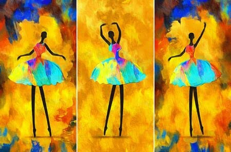 Acryl-Bild 140 x 90 cm: Malerei Afrikanische Mädchen Ballerina tanzende abstrakte Figur. Sammlung von Designer-Ölgemälden. Dekoration für den (146938208)