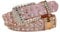 JIARY Diamant Persönlichkeit Breiter GürtelStrass Nietengürtel für Frauen, Western Ledergürtel für Cowgirl Cowboy Vintage Gürtel für Hosen Kleid,Rosa,105CM/41.3''