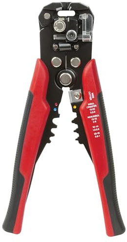 Sintron Tools Kombi-Abisolierzange CWS2, 3in1 Kombi-Zange zum Schneiden, Abisolieren und Crimpen, ergomischer gummierter Griff, einstellbarer Abisolier-Druck