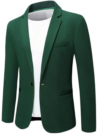 Allthemen Blazer da Uomo Slim Fit con Un Bottone Suit Jacket Giacca Elegante Formale for Wedding Business Evening da Lavoro Verde M