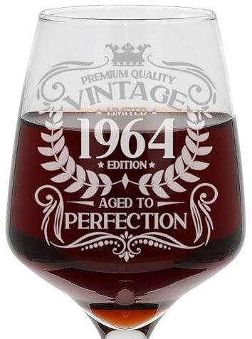 Always Looking Good 61st Birthday Gift Vintage 1964 Aged to Perfection Engraved Large Wine Glass Present for 61 Year Old Etched 400ml Wine Glass