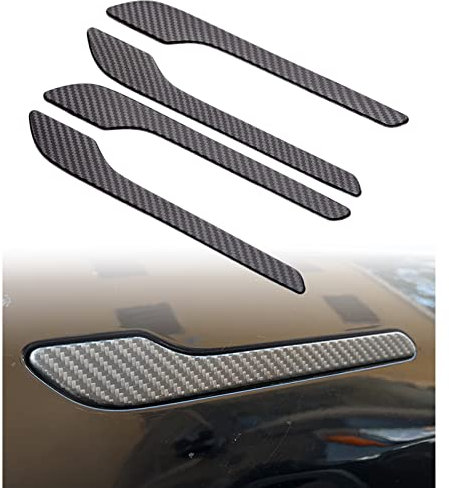 YJMOTOR Fit for Tesla Model 3 and Modle Y 2017-2023 Door Handle Decoration Cover Car Door Handle Sill Protector Film Accessories 4 Pack (Matte Carbon Fiber Pattern)