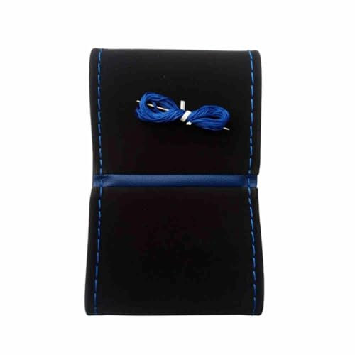 AUTOKLEIDUNG Lenkradbezug mit Ring zum Schnüren Alcantara für Lenkrad Durchmesser 37-38 cm (Blau)