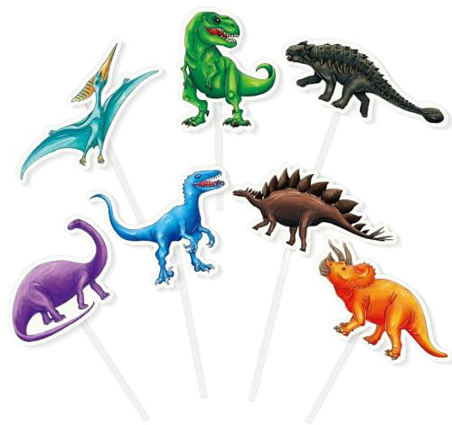 WERNNSAI Dinosaur Cupcake Toppers - 35 PCS Dinosaur Cake Toppers for Birthday Party Supplies Cupcake Picks Cake Decorations for Themed Party Baby Shower for Kids Boys Birthday Party Decorations