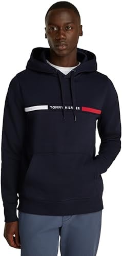 Tommy Hilfiger Herren Hoodie Chest Insert mit Bauchtasche, Blau (Desert Sky), XXL