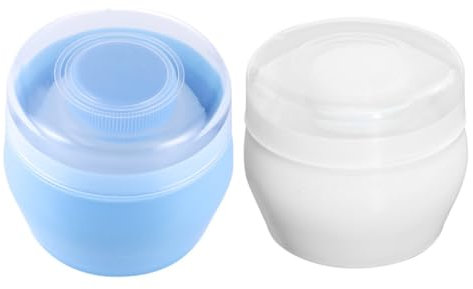 HEMOTON 2stücke Puderquaste Mit Großem Fassungsvermögen Flauschiger Puderbehälter Für Babypflege Tragbare Leichte Puderbox Blau Weiß Für Talkum Und Hautpflege Zu Hause