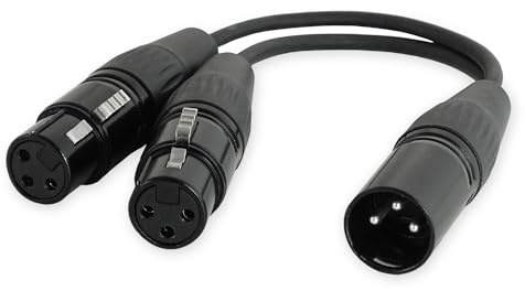 keepdrum YC020 Y-Adapterkabel XLR-Splitter 2x Buchse zu 1x Stecker