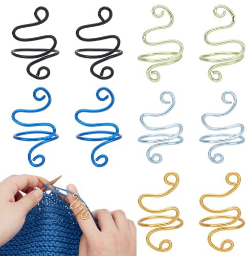 NBEADS 10 Stk. 5 Farben Häkel-Spannring, Innen 1.7cm Aluminium gewickelt Manschette Ring Stricken Schleife Häkelschlaufe Fadenführer Fingerhalter für Häkler Stricker Mama Valentinstag Geschenke