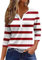 Generic HUIFUAO T-Shirts pour Femmes, T-Shirts d'été à Boutons avec col en V et Manches 3/4 pour Femmes, Haut rayé de Couleur, t-Shirt d'été Basique pour Femme, Coupe Ample, A02 Rouge., XXXL