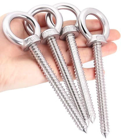OHIYO Ganchos de ojo resistentes de 5.5 pulgadas, M10, autorroscantes, capacidad de carga, 1000 libras, ganchos de ojo de rosca resistentes para soporte de hamaca, silla columpio, yoga, usos pesados