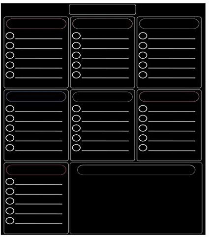 Oladfiop Magnetische Wochen Planer Whiteboard KüHlschrank Schrank BüRo Trocken LöSchen Kalender Familie Planer Memo Board Einkaufs Liste Schwarz