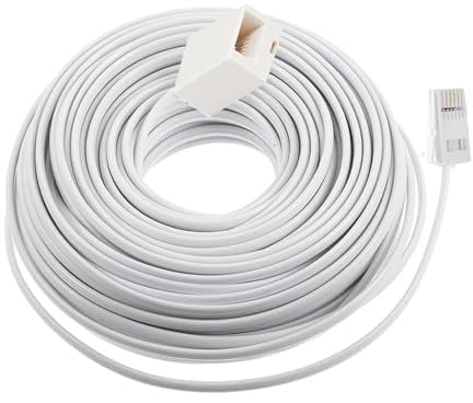 Dcszgzw 20m Telephone Extension Cable,Phone Extension Cord,Phone Line for UK Landline Phone,Compatible with BT&RJ11 Home and Office Fax, Wired Phone
