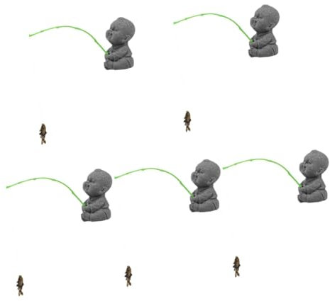 YARNOW 5sätze Mini Fisherman Figurine Für Aquarien Handgefertigte Harzstatue Als Garten Und Teichdeko Landschaftsornament Für Fischbehälter Bonsai Dekoration