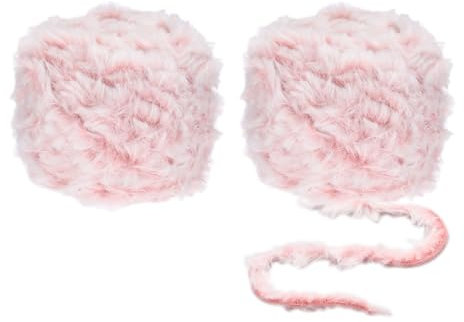 PATIKIL 70 Yards de Fil en Fausse Fourrure, 2 Écheveaux de Fil Duveteux en Crochet, Fil Moelleux Doux en Polyester Épais en Peluche pour Crocheter une Couverture, un Tapis, Rose Clair