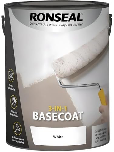AMK® Ronseal 3 in 1 Basecoat White 2.5L Cover Cracks Stains Colours Seals Plasters Walls & Ceilings