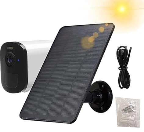 Solar Panel for Ring Doorbell | Outdoor Waterproof 3W 5V Solar Charger | 1.2M Cable, 360° Mounting Bracket, Multipurpose Solar Panel Charger for Phones, Cameras