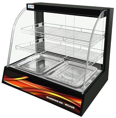 Generic Black Commercial 2 Tier Glass Food Warmer Display Cabinet