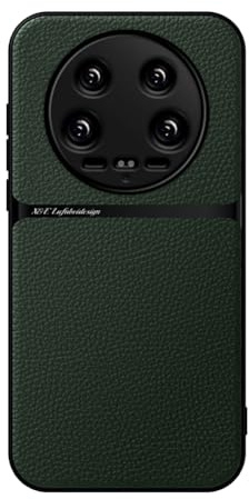 Kepuch Hülle für Xiaomi 14 Ultra - Hüllen Case Eingebaute Metallplatte Litschi Grano - Grün