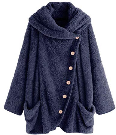 Cappotti in pile per le donne UK inverno caldo orsacchiotto giacche in pile casual a collo alto tinta unita mantello cappotti morbido accogliente cappotto cardigan sciolto comodo maglione top piumino
